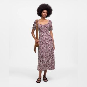 NWT Madewell Puff Sleeve Sweetheart Midi Dress in Floral 4 need left arm elastic